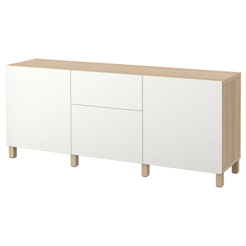 BESTÅ combinaison rangement tiroirs, effet chêne blanchi/Lappviken blanc, 180x40x74 cm - IKEA