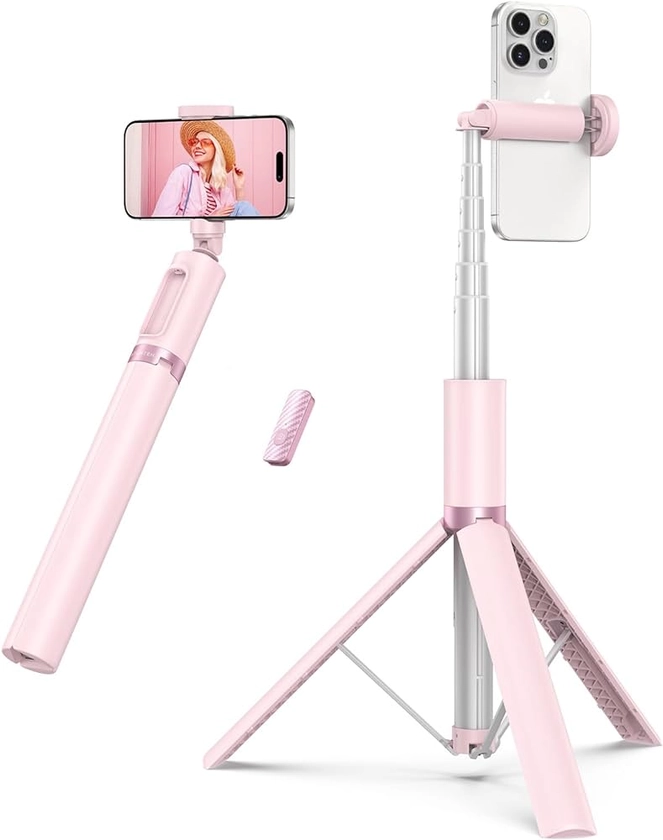 ATUMTEK 1.4m Selfie Stick Tripod, All-in-one Extendable Aluminum Phone Tripod with Rechargeable Bluetooth Remote for iPhone, Samsung, Google, LG, Sony and More, Fitting 4.7-7 inch Smartphones, Pink: Amazon.co.uk: Electronics & Photo