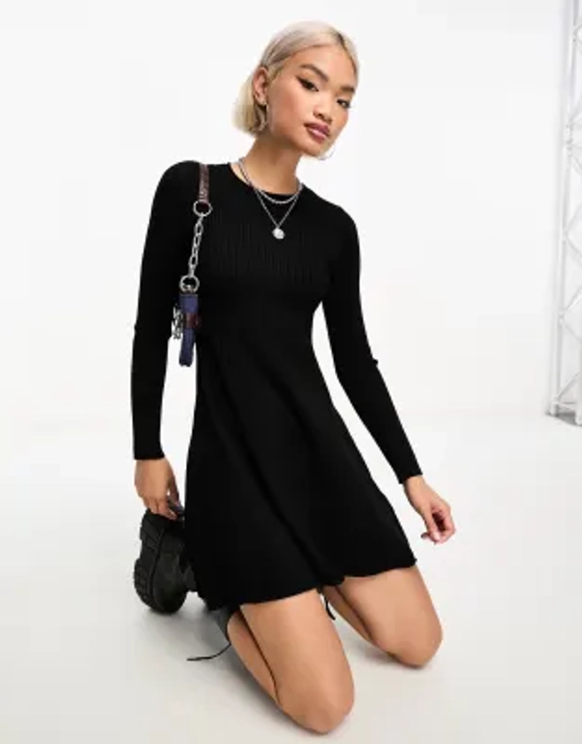 ONLY mini knitted skater dress in black | ASOS