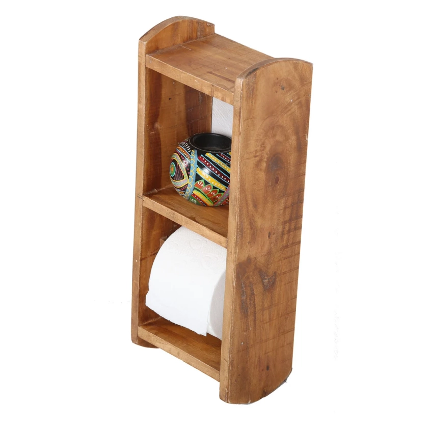 Porte-papier toilette Ensemble de toilettes Latina en bois de teck recyclé Porte-papier toilette Porte-rouleau de papier toilette