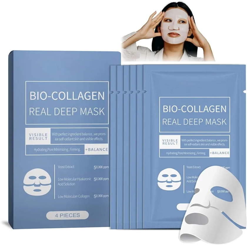 Korean Bio-Collagen Real Deep Mask, Anti-Falten Lifting Gesichtsmaske, Collagen Mask Overnight, Kollagen Reverse Film Lösliche Kollagen Sheet Mask mit hydrolysierten Kollagenen (4)