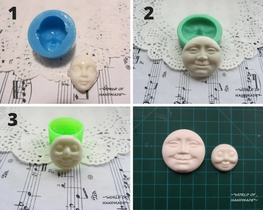 Silicone Molds in the Form of Human Faces of Different Shapes and Sizes. Molds for Polymer Clay and Plastics. - Etsy UK