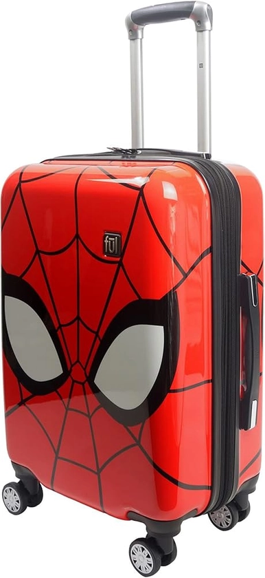 FUL Marvel Spider-Man 22 Inch Carry On Luggage, Mask Design Hardshell Rolling Suitcase with Spinner Wheels, Red