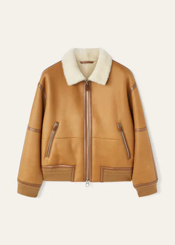 Bomber Peter en Mouton, Dusty Chestnut | Loro Piana