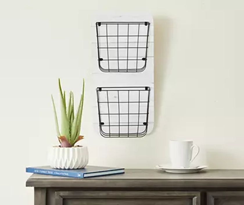 Real Living White Wire Double-Bin Mail Wall Organizer - Big Lots