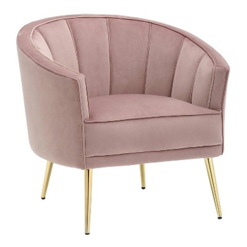 Tania Contemporary Upholstered Accent Chair Gold/Blush Pink - LumiSource