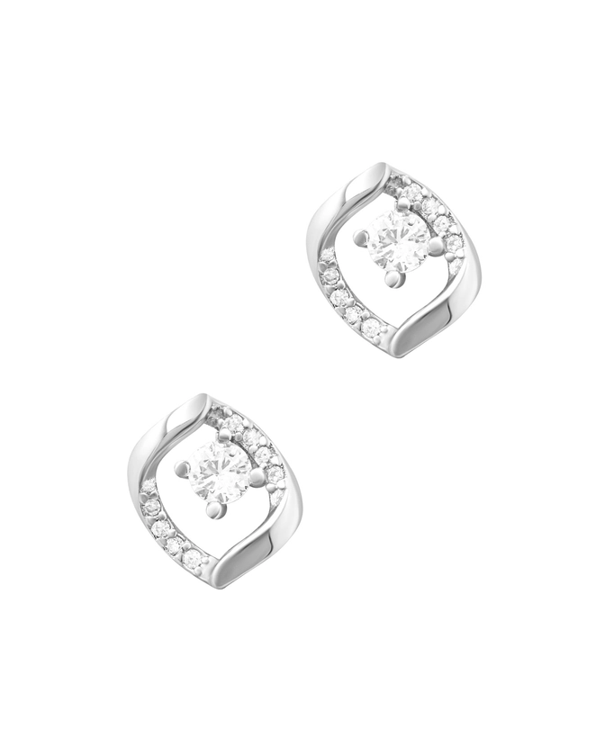 Petites boucles d'oreilles en argent massif motif fantaisie avec pierres