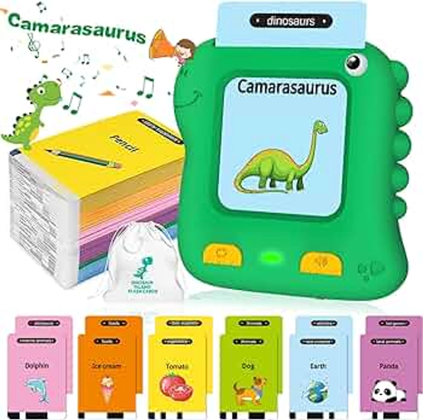 Toys for 2 3 4 5 Years Old Boys Girls Talking Flash Cards for Toddlers with 234 Words British English Extra Thick Cards Preschool Educational Toys Speech Development Montessori Sensory Dinosaur Toys