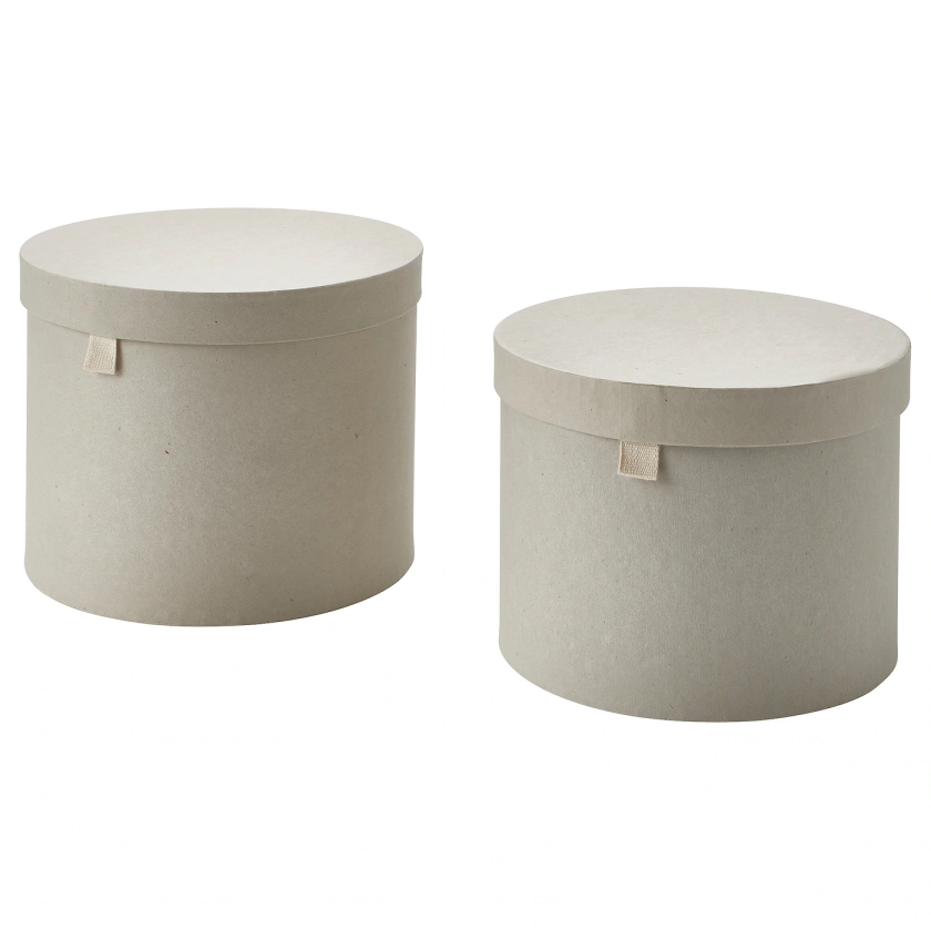 RÅGODLING storage box with lid, set of 2, natural colour/beige - IKEA