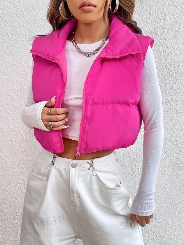 SHEIN EZwear Y2k Zipper Front Vest Puffer Coat