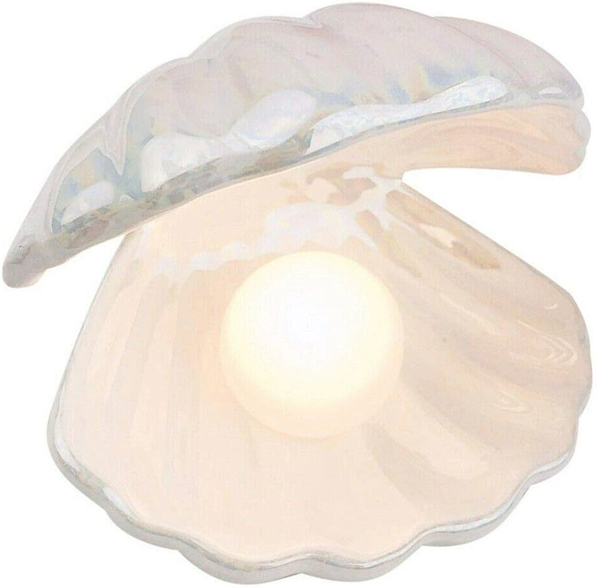 Yebobo Lampe de chevet en céramique avec perle de coquillage - Blanc
