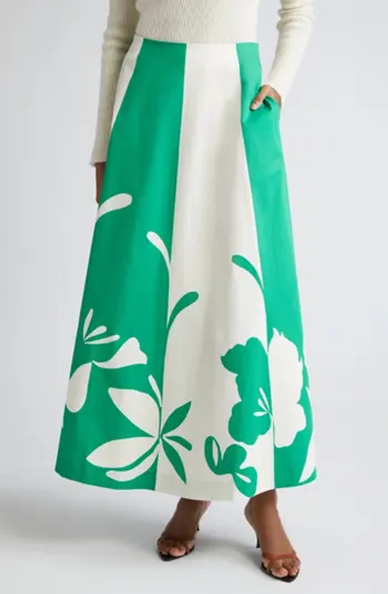 Marimekko Nokturno Floral Print Stripe A-Line Maxi Skirt | Nordstrom
