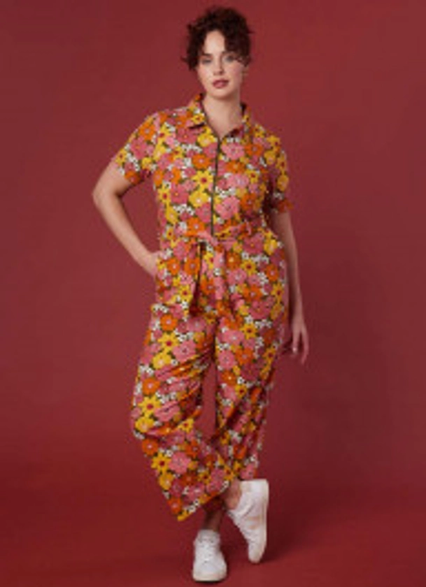 Mork Vintage Floral Print Short Sleeve Boilersuit