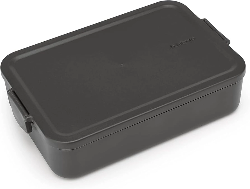 Brabantia - Make & Take Lunch Box - Large volume (2L) - BPA-free - Lid with Clips - Suitable for Freezer - Dishwasher & Microwave Safe - Dark Grey - 25.5 x 16.7 x 6 cm : Amazon.co.uk: Home & Kitchen