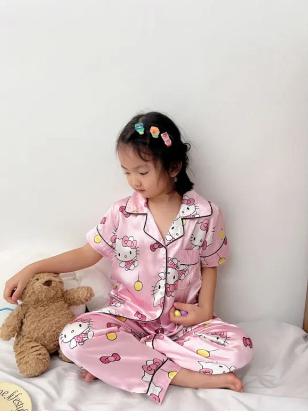 #NJOY Kids Cartoon Silk terno pajama set