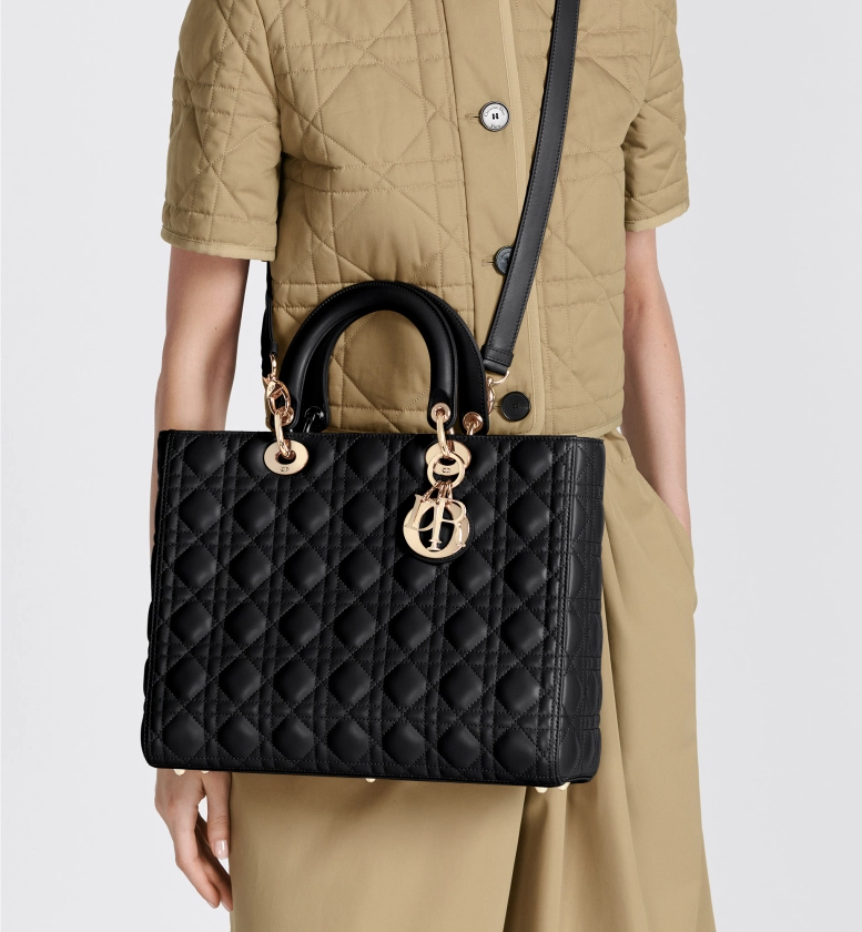 Large Lady Dior Bag Black Cannage Lambskin | DIOR