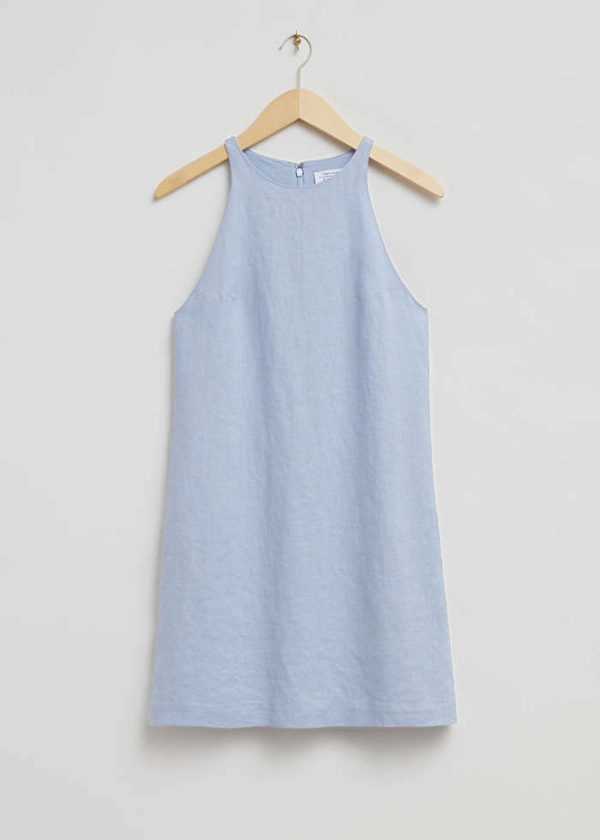 Linen A-Line Dress - Light Blue - Mini dresses - & Other Stories US