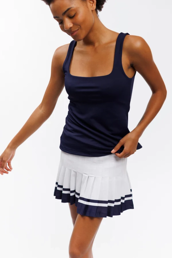 The Gwen Skort - White with Navy