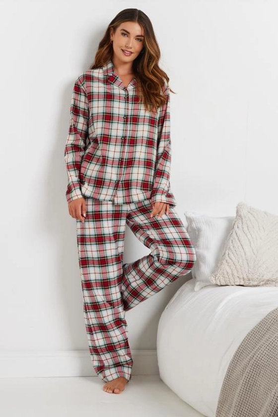 LTS Tall Ivory White Woven Check Pyjama Set | Long Tall Sally