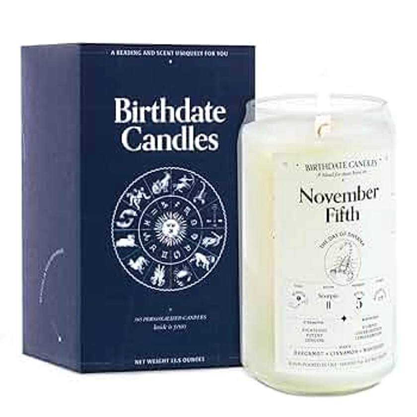 Birthdate Candles, November 5 - Scorpio Zodiac Scented Candles Birthday Gift - Bergamot, Cinnamon & Mahogany Scent - All-Natural Soy & Coconut Wax, 60-80 Hour Burn Time - Made in USA