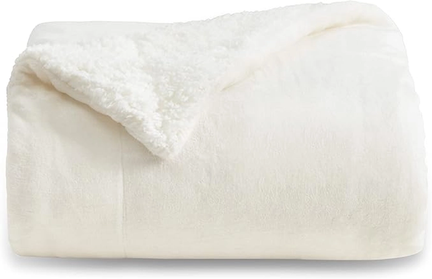 Bedsure Sherpa Fleece Throw Blanket - Fluffy Microfiber Solid Blankets for Bed and Couch Double/Twin Size, Natural, 150x200cm : Amazon.co.uk: Home & Kitchen