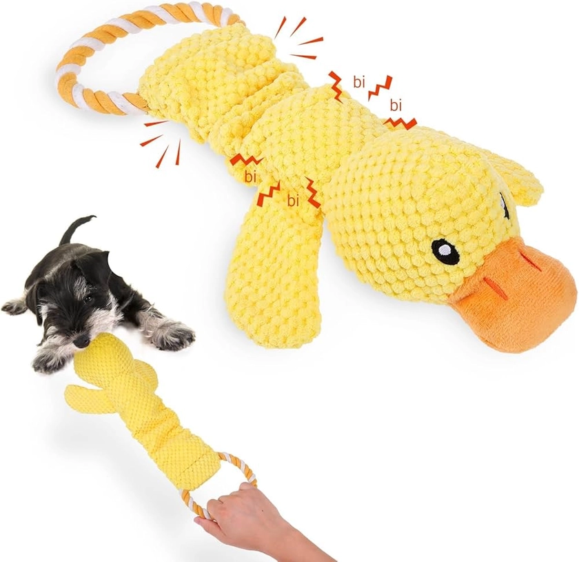 Squeaky Dog Toys, Pull Interactive Plush Chew Cute Toy with Crinkle Paper for Puppies Small Medium Large Dogs,Great for Tug of War and Teeth Cleaning