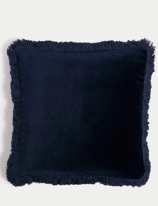 Pure Cotton Velvet Fringed Cushion | M&S Collection | M&S