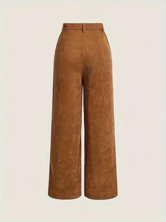 Corduroy High Waist Pants Vintage Straight Leg Pants Spring - Temu