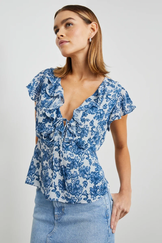 CARMINE TOP - CHAMBRAY FLORAL