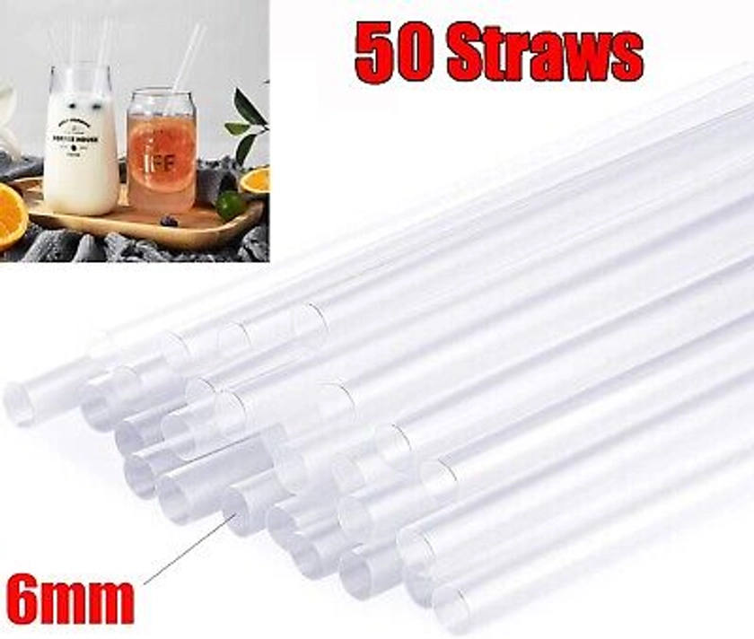 50 Drinking Straws Straw Clear Party Birthday Reusable Drink Bendy 6mm | eBay