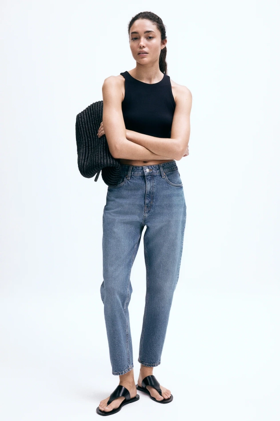 Slim Mom High Ankle Jeans - Taille haute - Longueur cheville - Bleu denim - FEMME | H&M BE