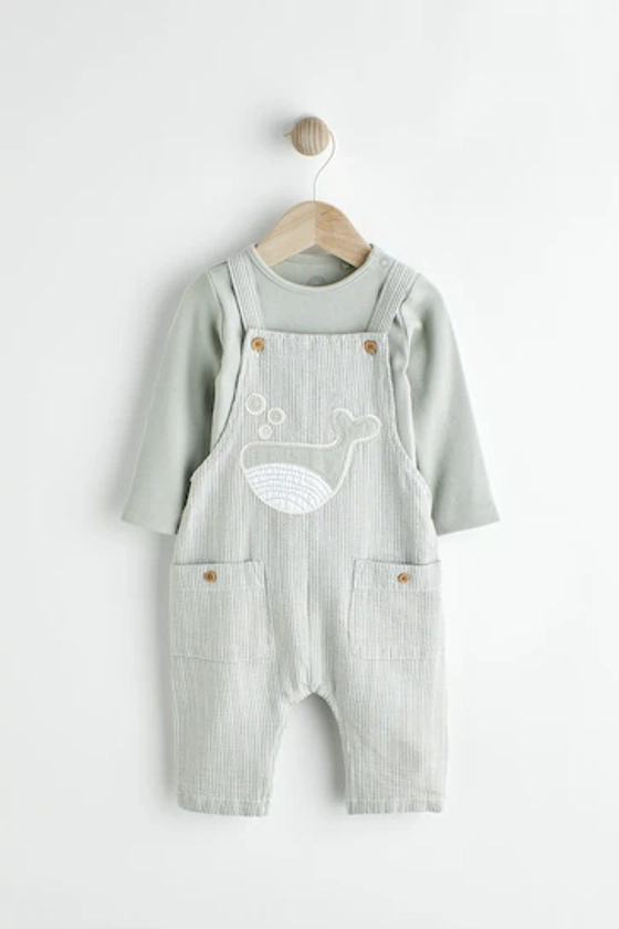 Buy Grey Whale Woven Baby Dungarees And Bodysuit Set (0mths-2yrs) from the Next UK online shop