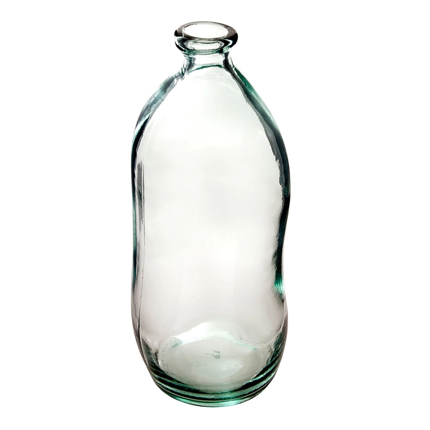 Vase décoratif bouteille verre recyclé transparent D 13x35cm - Centrakor