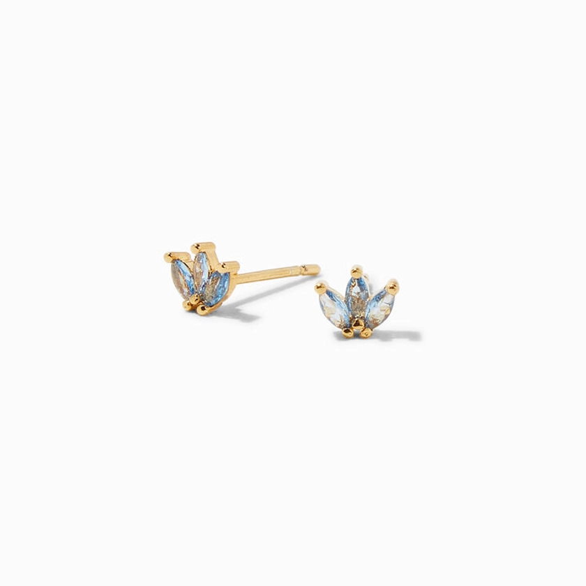 C LUXE by Claire's 18k Yellow Gold Plated Aqua Cubic Zirconia Petal Stud Earrings