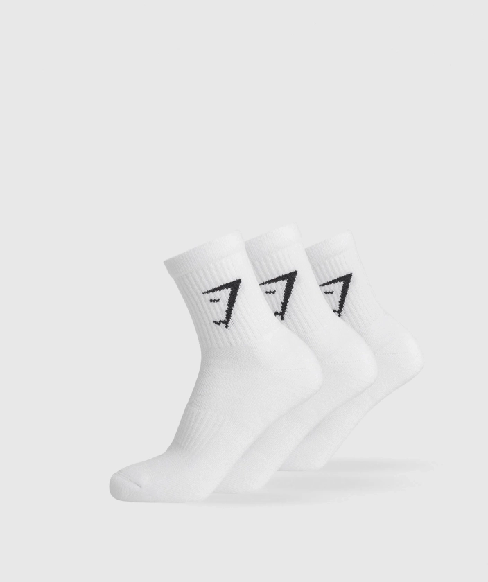 Gymshark Midi 3pk Socks - White