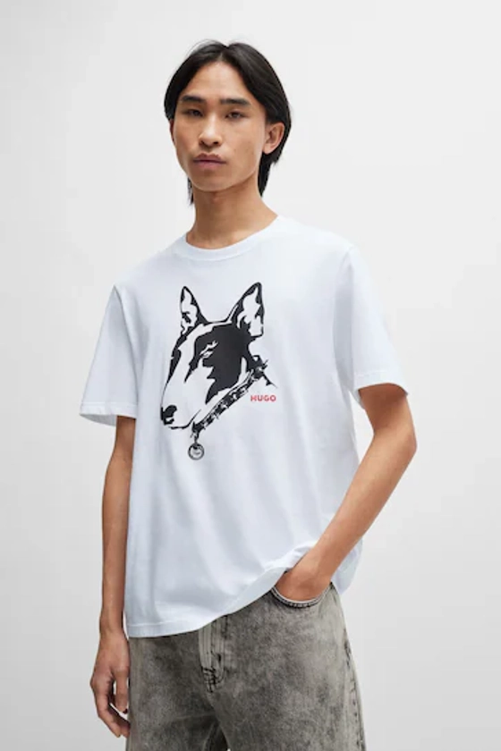 Buy HUGO Dog Graphic Print Regular Fit T-Shirt from the Next UK online shop