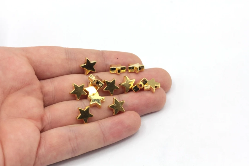 10mm Gold Plated Mini Star Beads, Gold Star Connector Beads, Clestial Beads, Bracelet Connector, Bracelet Beads, Gold Findings, GL1027 - Etsy