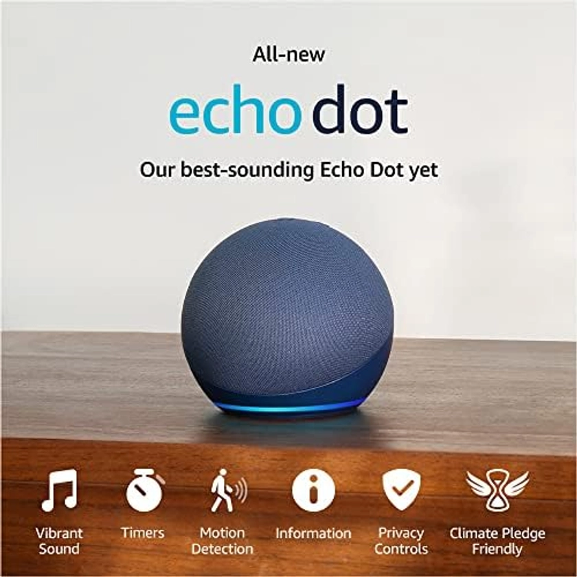 Certified Refurbished Echo Dot (5th Gen, 2022 release) | With bigger vibrant sound, helpful routines and Alexa | Deep Sea Blue