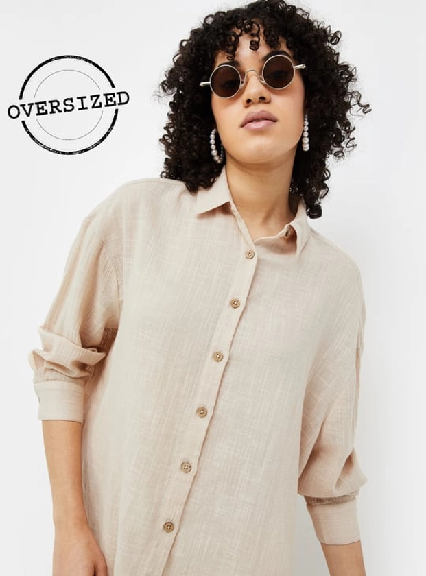 GINGER Women Textured Regular Fit Casual Shirt