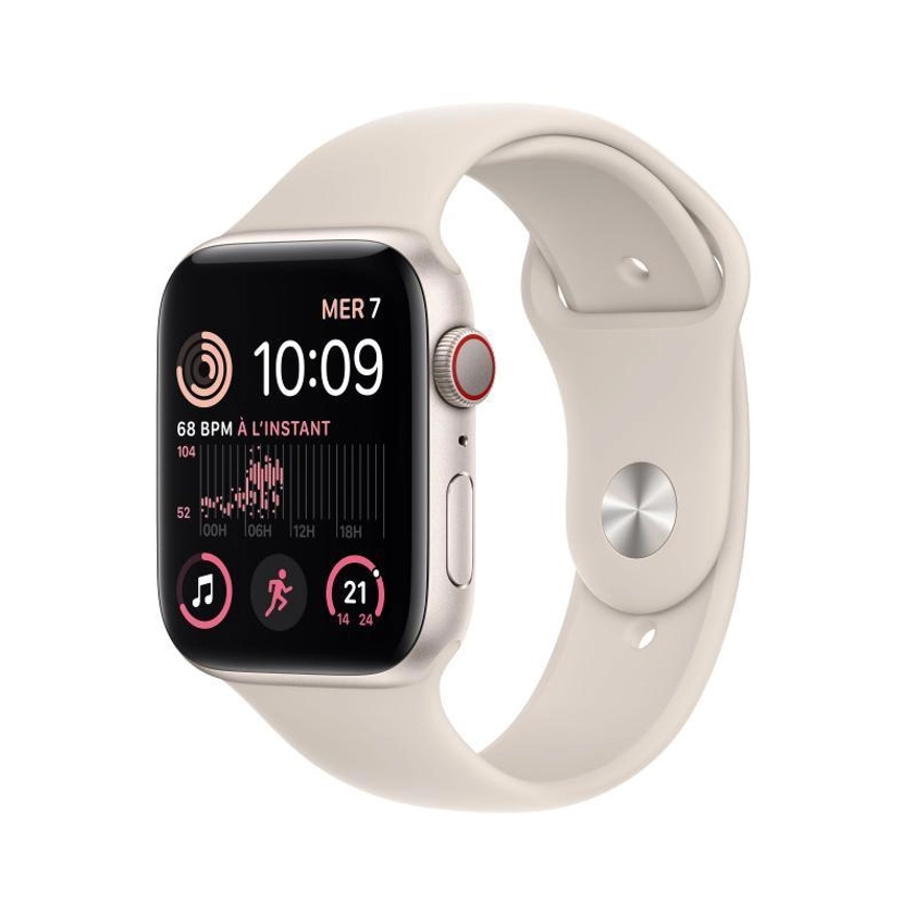Apple Watch (Series SE) 2022 GPS 40 mm - Aluminium Lumière stellaire - Bracelet sport Lumière stellaire. Apple .