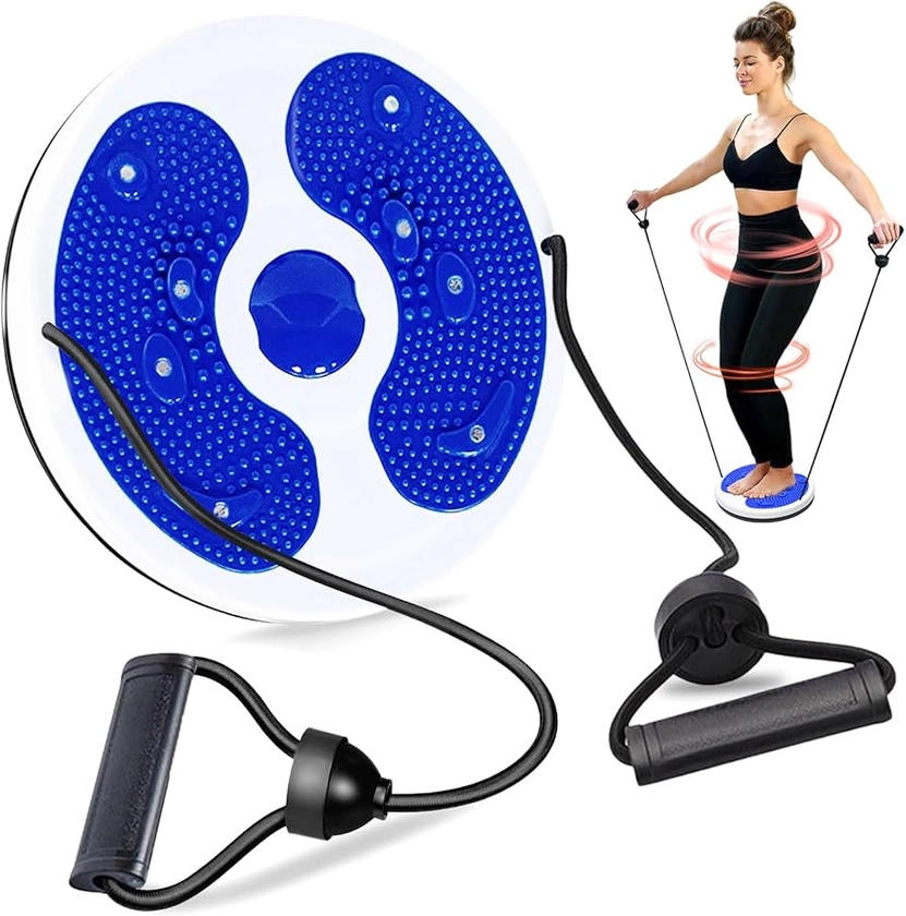 Waist Twisting Disc,Waist Whisper Exercise,Twist Waist Disc Board with Drawstring,Exercise for Waist Home Gym Equipment Twist Board Exercise with Massage Foot Sole（Blue）