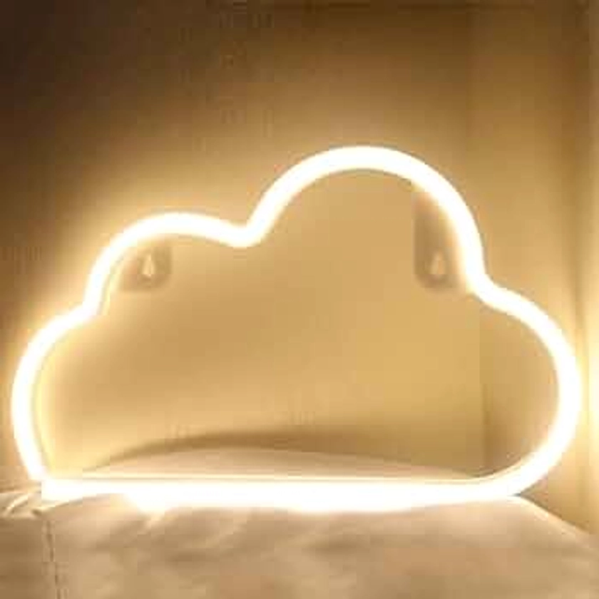 Cloud Neon Signs LED Cloud Light for Wall Decor USB or Battery Signs for Bedroom Birthday Party Christmas Living Room Kids Wedding Girls Decoration(Warm White)