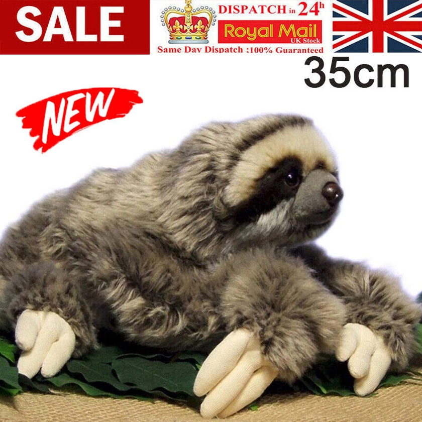 Three Toed Sloth Plush Toy Large Soft Short Fluff Cute Realistic Stuffed Cuddly