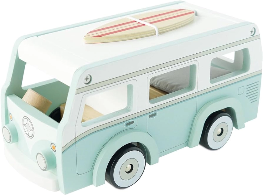 Le Toy Van - Wooden Holiday Campervan with Detachable Surfboard | Suitable for 3 Year Old +