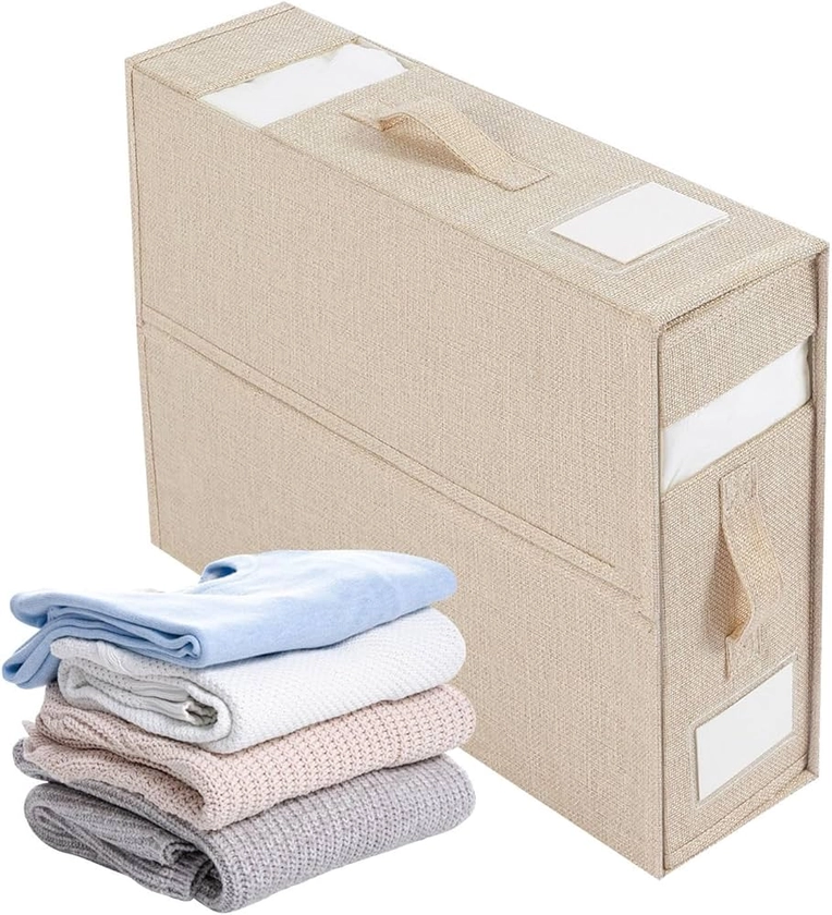 Organiseur de draps de lit pliable, boîte de rangement pour housse de couette avec fenêtre transparente et poignées – Organiseur de draps pour placard à linge, organisateur de rangement de draps