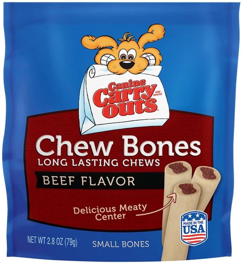 Canine Carry Outs Chew Bones Beef Flavor Dog Treats, Small