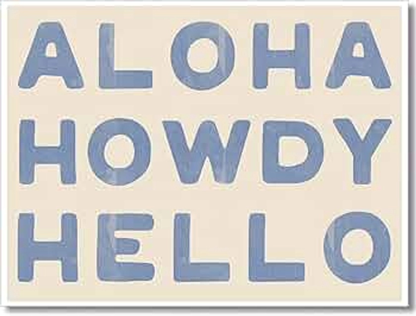 sdgobvco Aloha Howdy Hello Canvas Wall Art, Coastal Cowgirl Poster, Blue Western Prints Painting, Howdy Sign Posters for Teen Girls Room, Bar Cart Prints 12x16in Unframed
