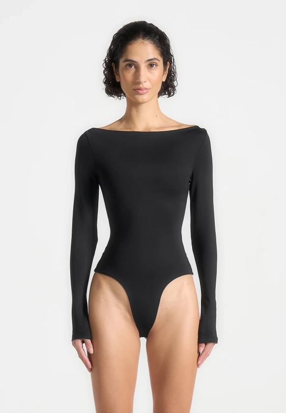 Éternelle Boat Neck Bodysuit - Black