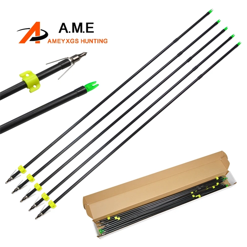 6/12pcs Fishing Arrows 31.5'' Fiberglass Shaft ID6mm OD8mm Safety Slides For Archery Outdoor Hunting Shooting Fish Bowfishing