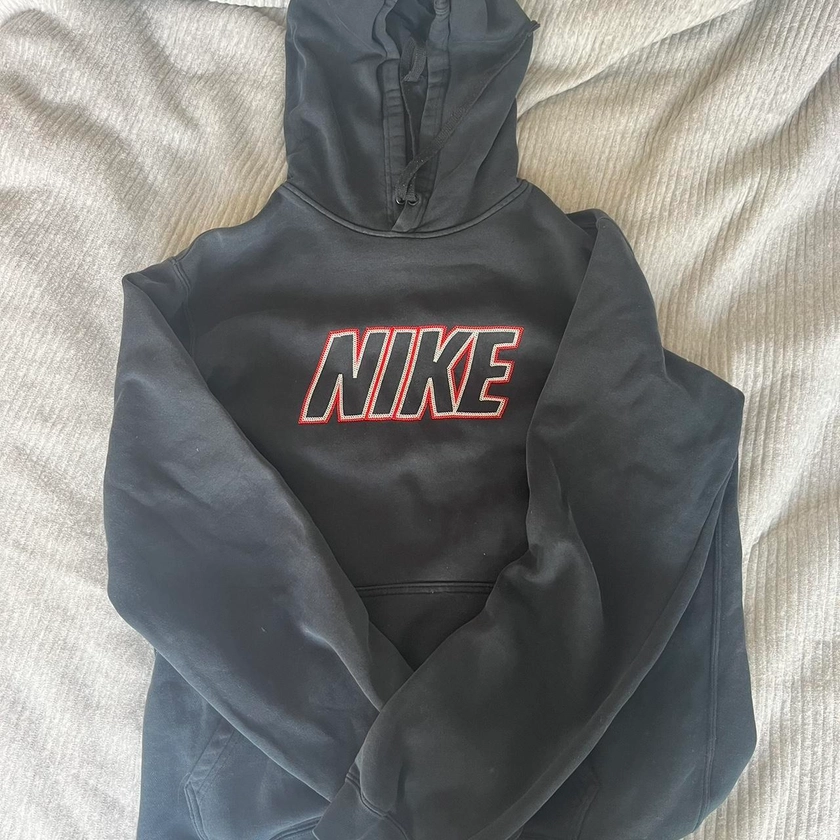 Black and red Nike club embroidered hoodie - says... - Depop